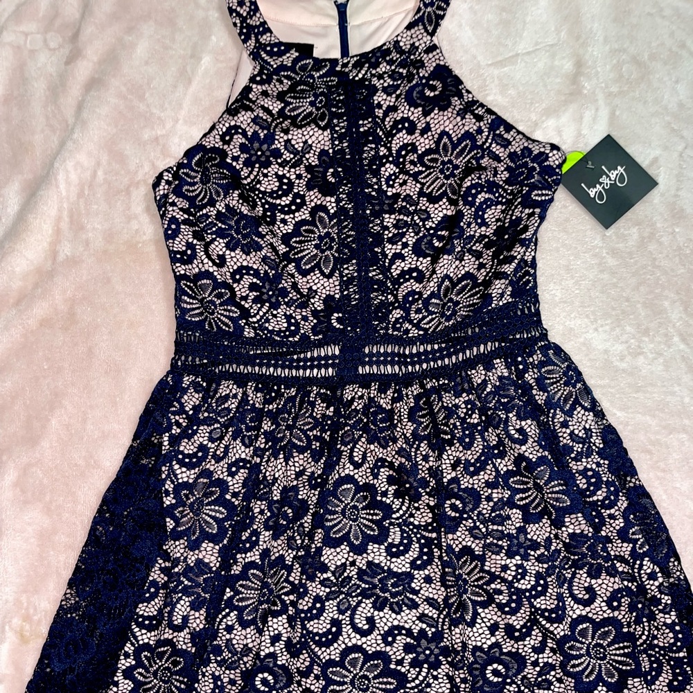 Blush and navy blue lace dress🌸💙